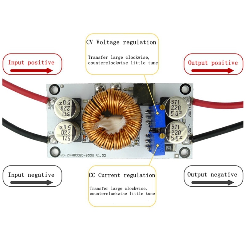 600W LED Boost Driver Aluminum Plate Adjustable Power Module QS-2448CCBD-600W