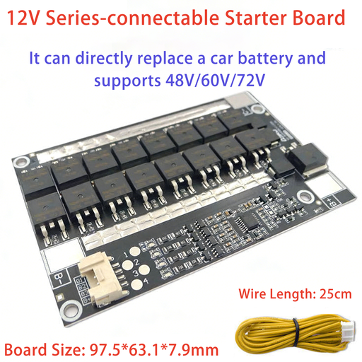 LiFePO4 4S 12V Serializable Starter BMS 48V/60V/72V 60A 90A 4-cell Lithium Iron Phosphate Battery Protection Board